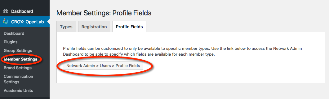 Link to profile fields in member settings