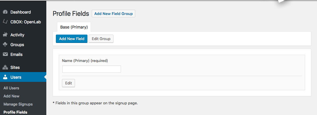 Edit profile fields