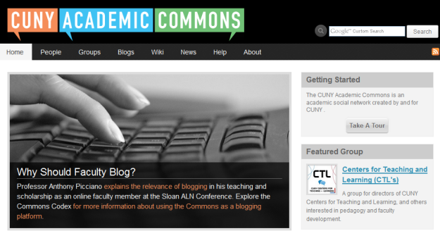 screenshot of CUNY Academic Commons homepage