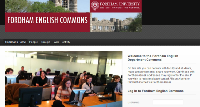 screenshot of Fordham English homepage
