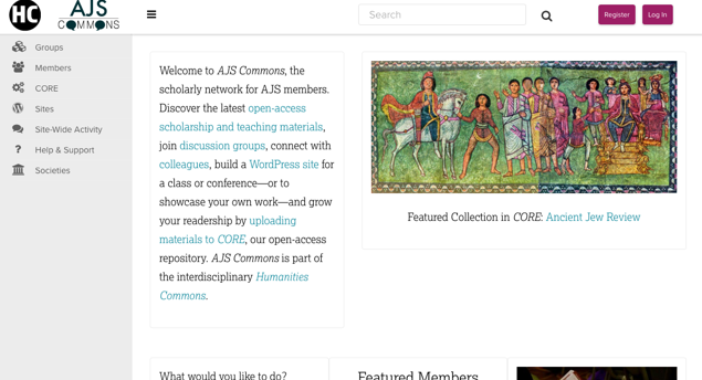 screenshot of AJS Commons homepage